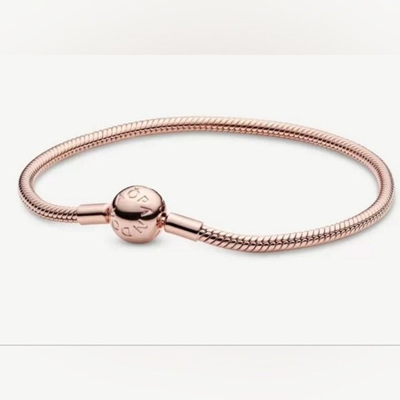 Authentic NEW Pandora Moments Snake Chain Bracelet 14K Rose Gold plated - Picture 1 of 9